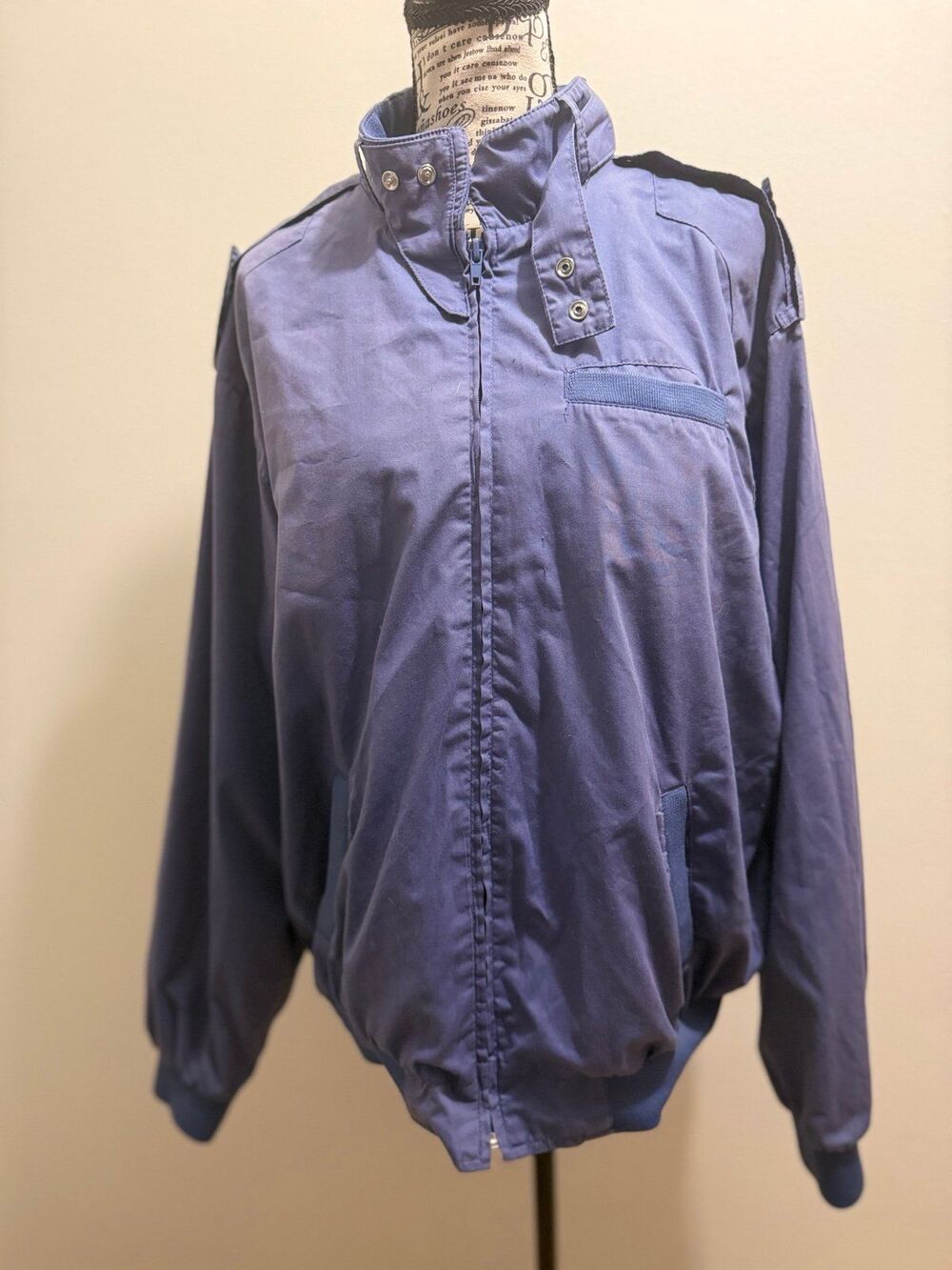 90’s Vintage Minimalist Oversized Normcore Haband Blue Bomber Jacket Size L